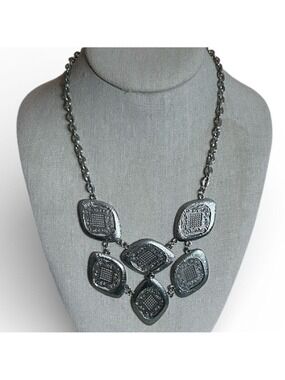 Silver Tone Filigree Necklace Boho